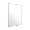 large, rectangular contemporary mirror with brushed brass finish 