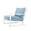 luxurious outdoor chair with blue and white upholstery 