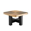 golden ripple-effect coffee table with black base 