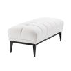 white sumptuous bench with black tapered legs 