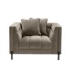 Luxurious Eichholtz grey beige velvet armchair with black legs