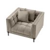 Luxurious Eichholtz grey beige velvet armchair with black legs