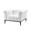 sumptuous white armchair with black tapered feet