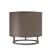 A stylish dark oak side table with a bronze frame