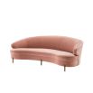 pink retro-contemporary curved velvet sofa