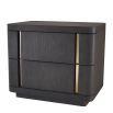 contemporary mocha oak side table with brushed brass accents 