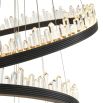 suspended three-tiered crystal glass chandelier with bronze finish 