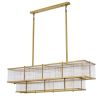 rectangular two-tier chandelier with antique brass finish 