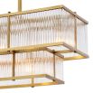 rectangular two-tier chandelier with antique brass finish