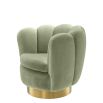 pistachio green art deco swivel chair with golden base