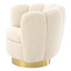 Cocooning shell-shaped swivel chair in faux shearling
