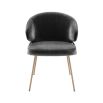 dark grey velvet dining chair with a brushed brass frame