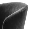 dark grey velvet dining chair with a brushed brass frame