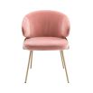 pink velvet dining chair with brushed brass frame 