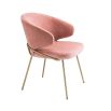 pink velvet dining chair with brushed brass frame 