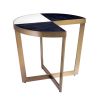 stylish brushed brass side table with a black and white marble tabletop