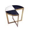 stylish brushed brass side table with a black and white marble tabletop