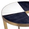 stylish brushed brass side table with a black and white marble tabletop