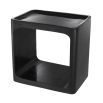 Eichholtz contemporary honed black marble side table with a cut out design