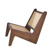 Brown wooden seat with rattan webbed seat base