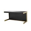 black glass and gold finish stainless steel desk 