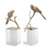 Eichholtz vintage brass decorative bird object on a clear acrylic base set of 2 