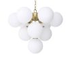 antique brass chandelier with white glass spheres