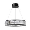 round, modern luxe chandelier with crystal glass and a matte, black finish 