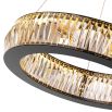 round, modern luxe chandelier with crystal glass and a matte, black finish 