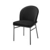 An elegant contemporary black velvet dining chair with matching legs
