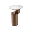 A brushed brass and white marble side table