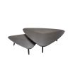 A stylish set of two dark brown wood coffee tables 