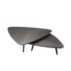 A stylish set of two dark brown wood coffee tables 