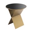 Luxurious Eichholtz modern brushed brass side table with black glass tabletop