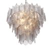 Luxurious light brushed brass chandelier with smoke glass decorative design