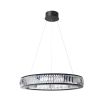 modern luxe chandelier with crystal glass and a matte, black finish