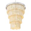 A glamorous contemporary faux bone tiered chandelier with nickel accents