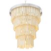 A glamorous contemporary faux bone tiered chandelier with nickel accents