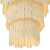 A glamorous contemporary faux bone tiered chandelier with nickel accents