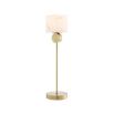 Light brass finish table lamp with round eucalyptus lampshade