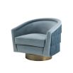 Savona blue velvet swivel chair with tassel detailing and gold base