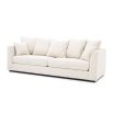 A luxury sofa by Eichholtz with a choice of Avalon White, Boucle Cream or Mademoiselle Beige upholstery, black base and seven cushions