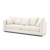 A luxury sofa by Eichholtz with a choice of Avalon White, Boucle Cream or Mademoiselle Beige upholstery, black base and seven cushions
