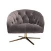 Savona grey velvet deep buttoned chair on brass swivel base