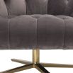 Savona grey velvet deep buttoned chair on brass swivel base