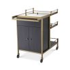 A luxurious dark grey and brushed brass drinks trolley