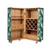 A stylish wine cabinet by Eichholtz with a mustique green fabric upholstery