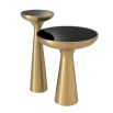 Eichholtz modern brushed brass side table with black glass surface