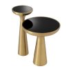 Eichholtz modern brushed brass side table with black glass surface