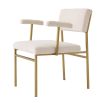 Modern cream boucle upholstered chair with brushed brass finish by Eichholtz